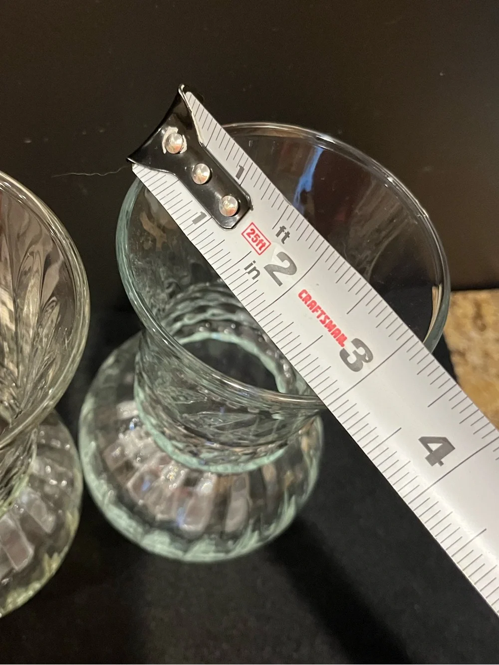 Vintage Anchor Hocking Optic Swirl Ribbed Clear Glass Vases - Set of 2